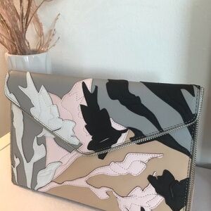 Rebecca Minkoff Leather Clutch Abstract Design